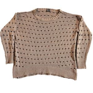 Very J 130222 Women's Wool Blend Sleeve Sweater Brown Beige Sz. Medium
